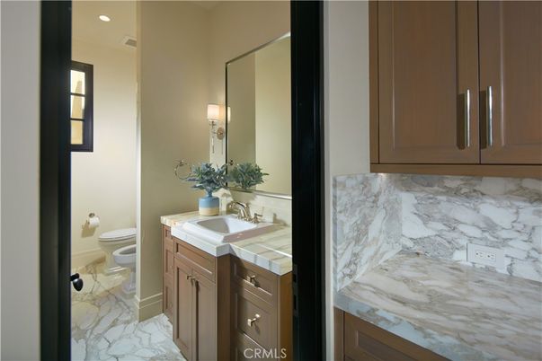 Bathroom, Interior, Marble, Marble Walls, Recessed Lighting, Tile Countertops