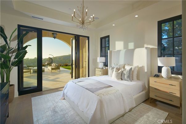 Bedroom, Interior, Pendant Lights, Recessed Lighting, Wood Texture Flooring