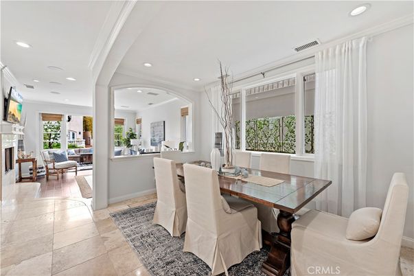 Dining room, Fireplace, Interior, Living room, Recessed Lighting