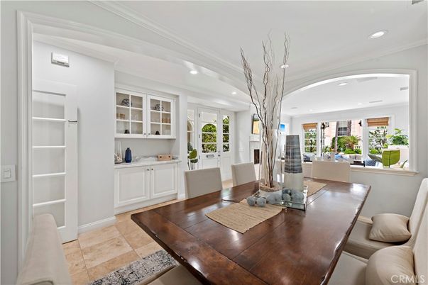 Dining room, Fireplace, Interior, Recessed Lighting