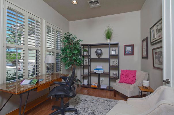 Home Office, Interior, Recessed Lighting, Wood Texture Flooring