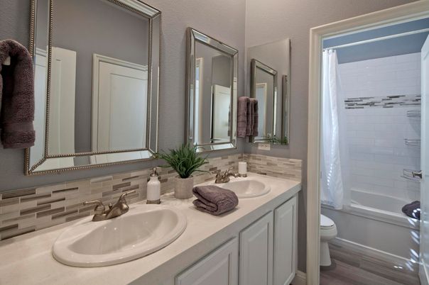 Bathroom, Dual Sink Vanities, Interior, Wood Texture Flooring