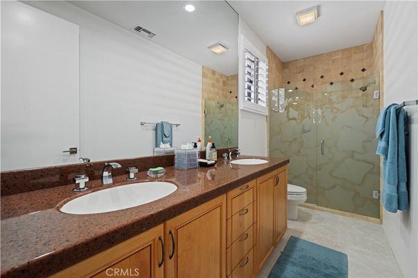 Bathroom, Dual Sink Vanities, Glass Shower, Interior, Recessed Lighting