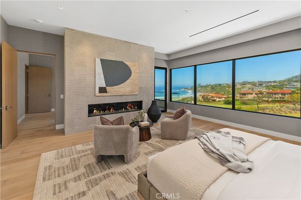 Fireplace, Interior, Living room, Recessed Lighting, Water, Wood Texture Flooring
