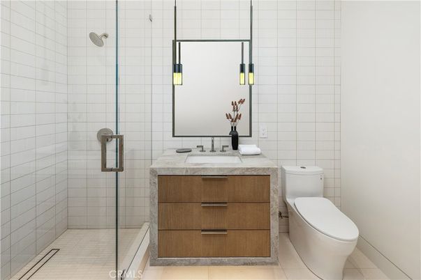 Bathroom, Glass Shower, Interior, Pendant Lights