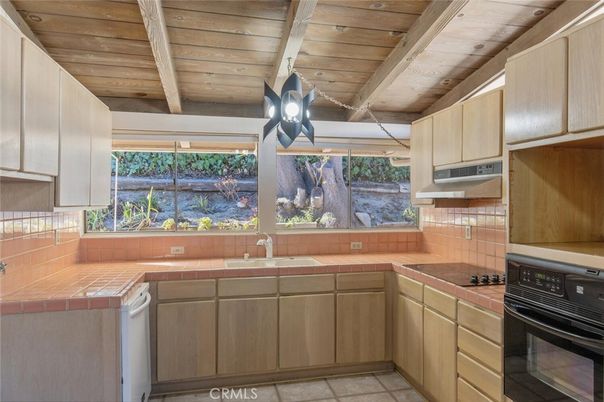 Interior, Kitchen, Tile Countertops, Wooden Beams, Wooden Ceilings