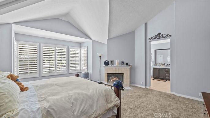 Bedroom, Fireplace, Interior