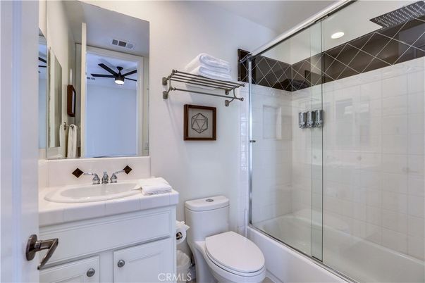 Bathroom, Glass Shower, Interior, Recessed Lighting, Tile Countertops