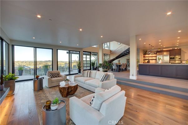 Dining room, Interior, Kitchen, Living room, Pendant Lights, Recessed Lighting, Stainless Steel Appliances, Wood Texture Flooring