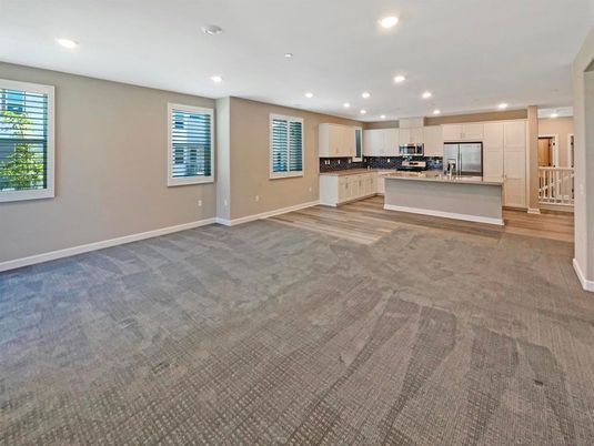 Empty room, Interior, Kitchen, Recessed Lighting, Stainless Steel Appliances