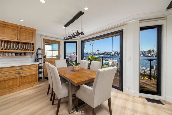 Dining room, Interior, Recessed Lighting, Water, Wood Texture Flooring