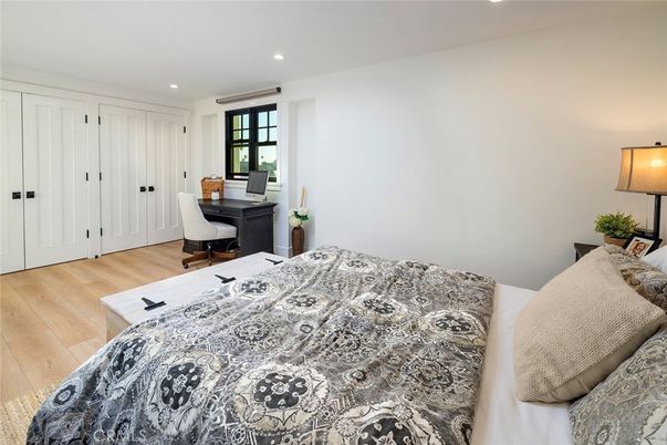 Bedroom, Home Office, Interior, Recessed Lighting, Wood Texture Flooring
