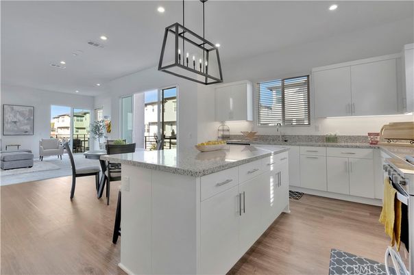Interior, Kitchen, Living room, Pendant Lights, Recessed Lighting, Wood Texture Flooring