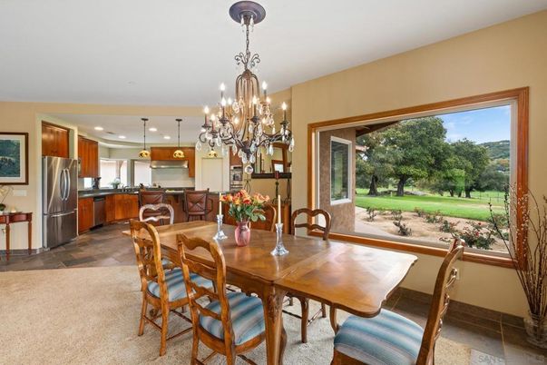Chandelier, Dining room, Interior, Kitchen, Pendant Lights, Recessed Lighting, Stainless Steel Appliances