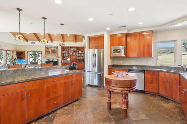 Interior, Kitchen, Pendant Lights, Recessed Lighting, Stainless Steel Appliances, Wooden Ceilings