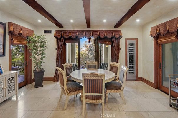 Dining room, Interior, Recessed Lighting, Wooden Beams