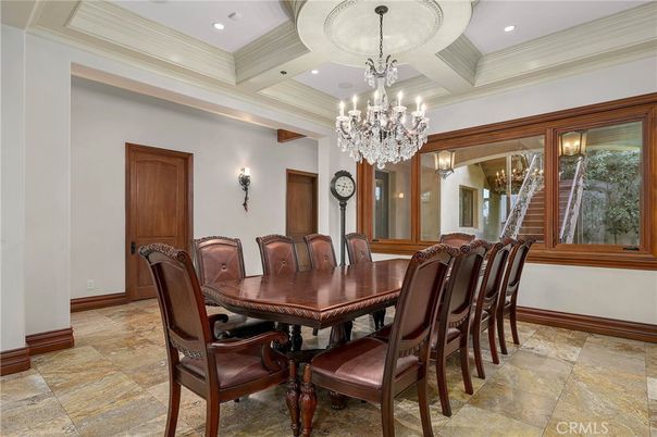 Chandelier, Dining room, Interior, Recessed Lighting