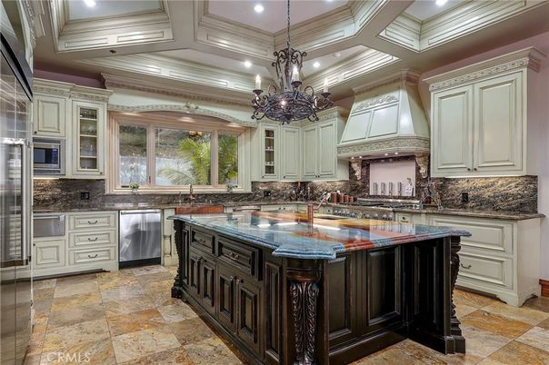 Chandelier, Interior, Kitchen, Pendant Lights, Recessed Lighting, Stainless Steel Appliances