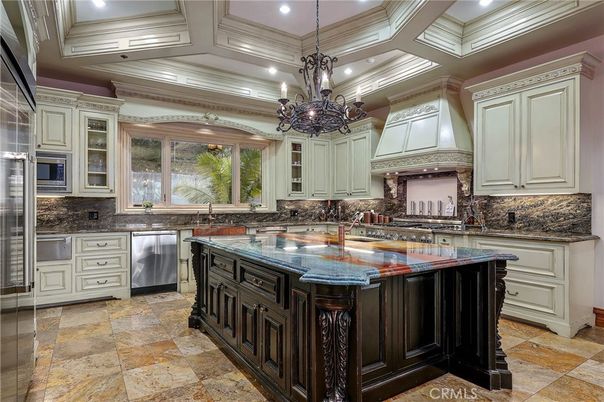 Chandelier, Interior, Kitchen, Pendant Lights, Recessed Lighting, Stainless Steel Appliances