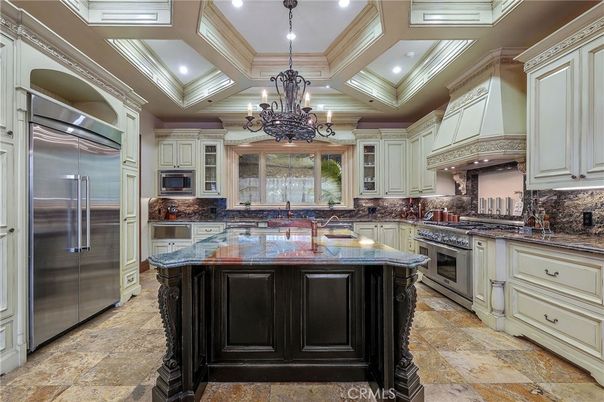 Chandelier, Interior, Kitchen, Pendant Lights, Recessed Lighting, Stainless Steel Appliances