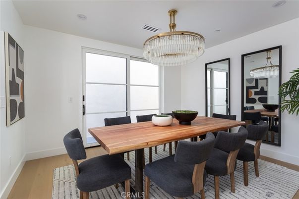 Chandelier, Dining room, Interior, Wood Texture Flooring