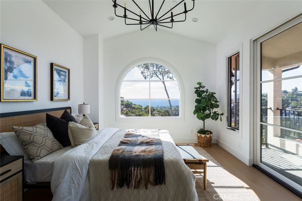 Bedroom, Chandelier, Interior, Water, Wood Texture Flooring