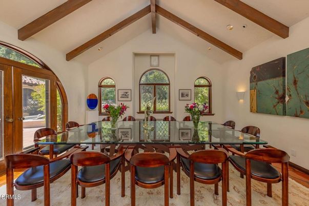Dining room, Interior, Recessed Lighting, Wooden Beams