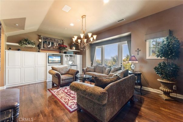 Chandelier, Interior, Living room, Recessed Lighting, Wood Texture Flooring