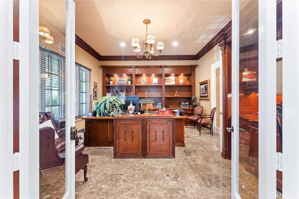 Chandelier, Home Office, Interior, Recessed Lighting
