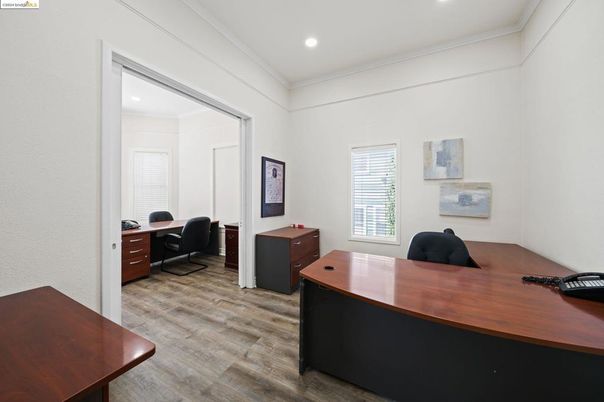 Home Office, Interior, Recessed Lighting, Wood Texture Flooring