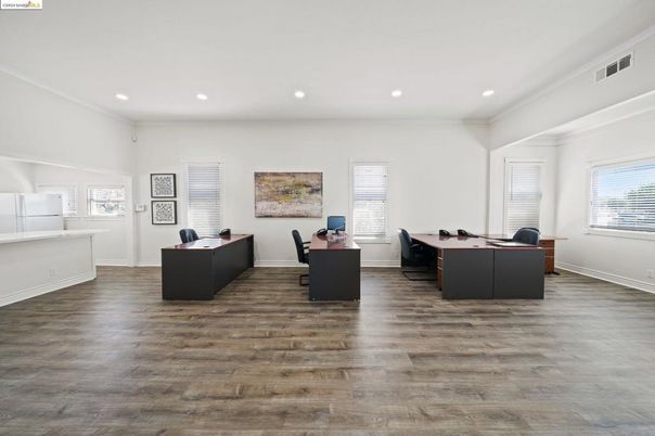 Home Office, Interior, Living room, Recessed Lighting, Wood Texture Flooring