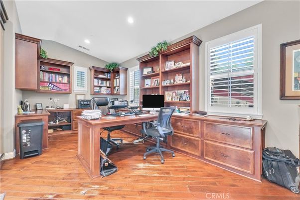 Home Office, Interior, Recessed Lighting, Wood Texture Flooring