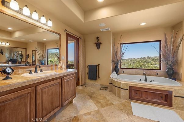 Bathroom, Dual Sink Vanities, Interior, Recessed Lighting, Tile Countertops