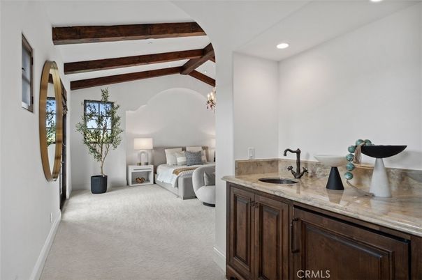 Bedroom, Interior, Recessed Lighting, Wooden Beams