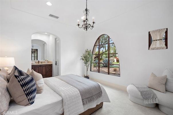 Bedroom, Chandelier, Interior, Recessed Lighting
