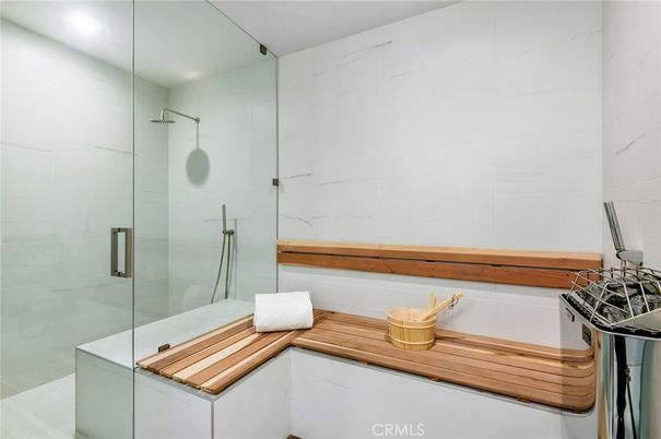 Bathroom, Glass Shower, Interior, Marble Walls, Recessed Lighting