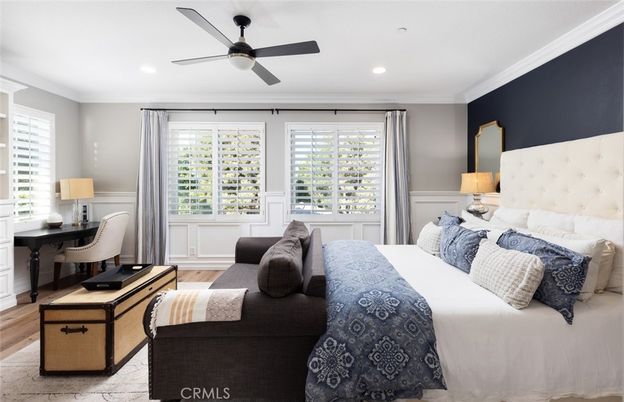 Bedroom, Home Office, Interior, Recessed Lighting, Wood Texture Flooring