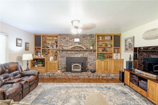 Fireplace, Interior, Living room, Stone Walls, Wood Texture Flooring