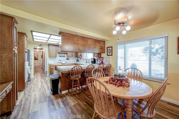 Dining room, Interior, Kitchen, Tile Countertops, Wood Texture Flooring