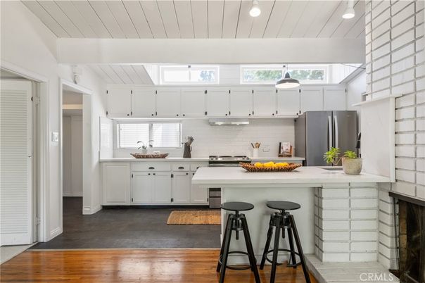 Interior, Kitchen, Pendant Lights, Stainless Steel Appliances, Wood Texture Flooring