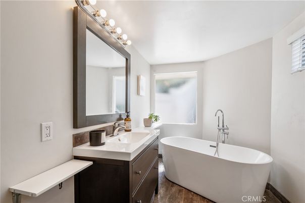 Bathroom, Free Standing Baths, Interior, Wood Texture Flooring