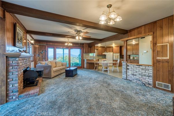 Dining room, Fireplace, Interior, Living room, Wooden Beams, Wooden Walls