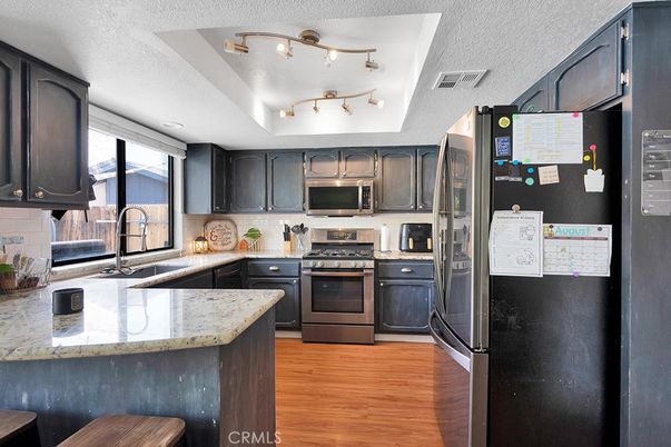 Interior, Kitchen, Stainless Steel Appliances, Wood Texture Flooring