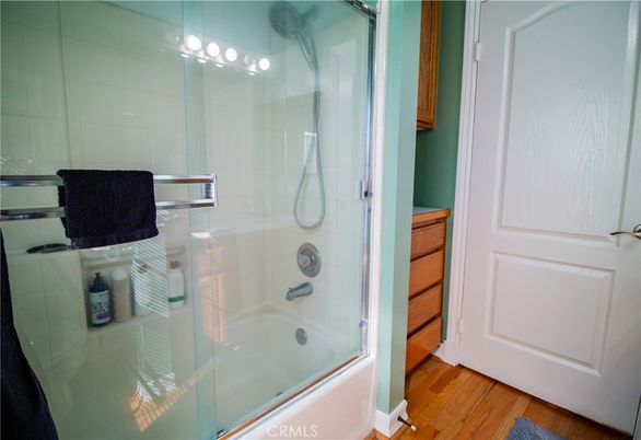 Bathroom, Glass Shower, Interior, Wood Texture Flooring