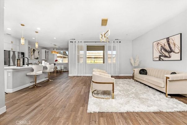 Dining room, Interior, Kitchen, Living room, Pendant Lights, Recessed Lighting, Wood Texture Flooring