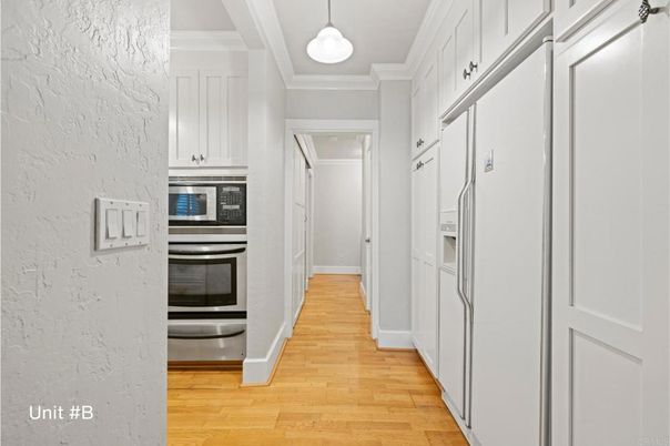 Interior, Kitchen, Pendant Lights, Stainless Steel Appliances, Wood Texture Flooring