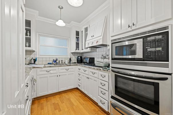 Interior, Kitchen, Pendant Lights, Stainless Steel Appliances, Wood Texture Flooring