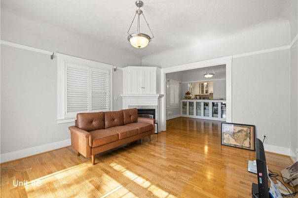 Empty room, Fireplace, Interior, Pendant Lights, Wood Texture Flooring