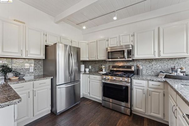 Interior, Kitchen, Stainless Steel Appliances, Wood Texture Flooring
