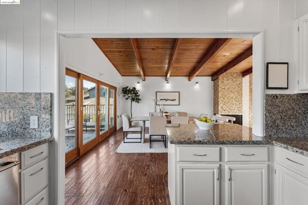 Dining room, Interior, Kitchen, Wooden Beams, Wooden Ceilings, Wood Texture Flooring